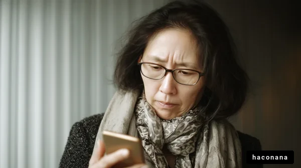 スマホを見つめる女性