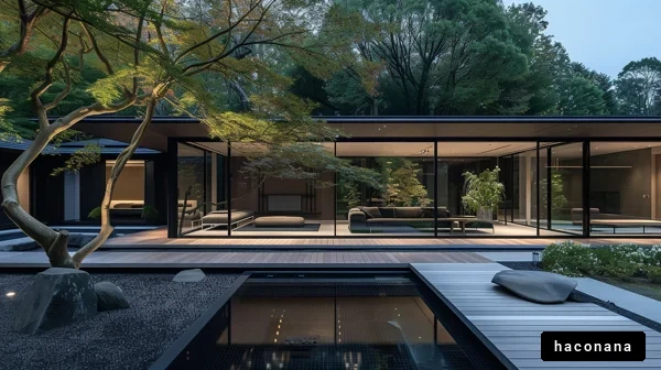 モダンな家と庭の風景