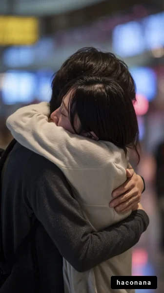 空港での再会と抱擁