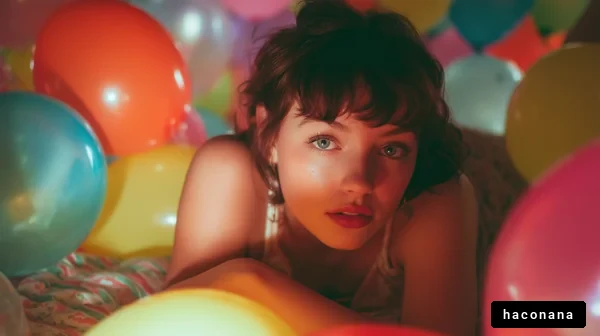 カラフルな風船の中で