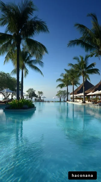 リゾートプールと青空