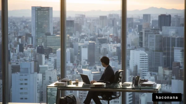 都会のオフィスでのビジネスマン