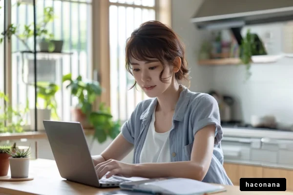 自宅で仕事をする女性