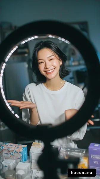 笑顔で楽しむ女性