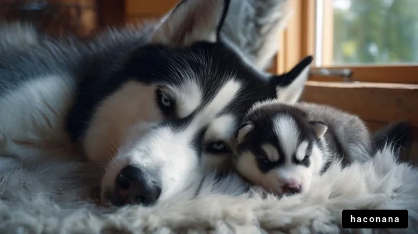 ふわふわの犬親子