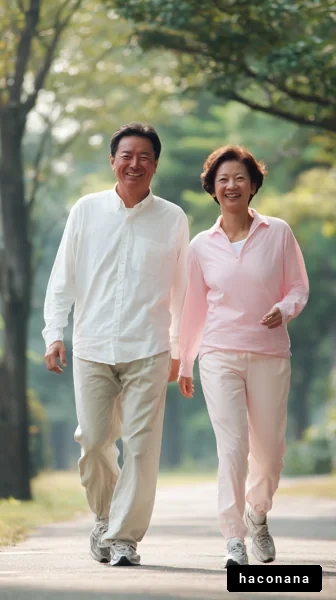 穏やかな散歩を楽しむ夫婦