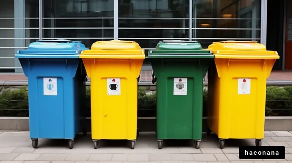 カラフルなゴミ箱の並び