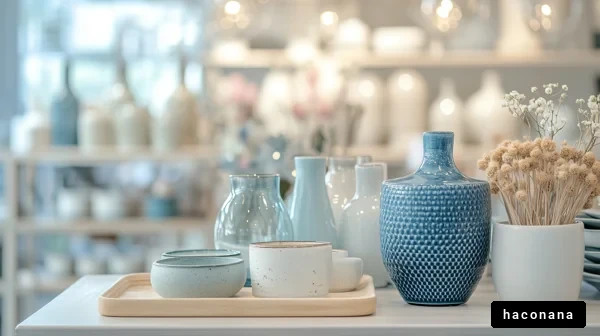 おしゃれな陶器のディスプレイ