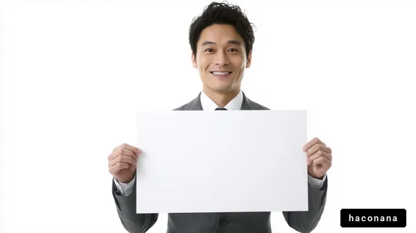 白い紙を持つビジネスマン