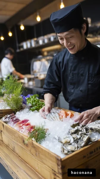 シェフが寿司を用意