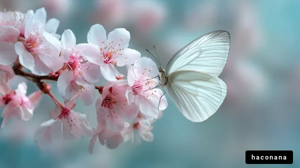 桜の花に止まる蝶