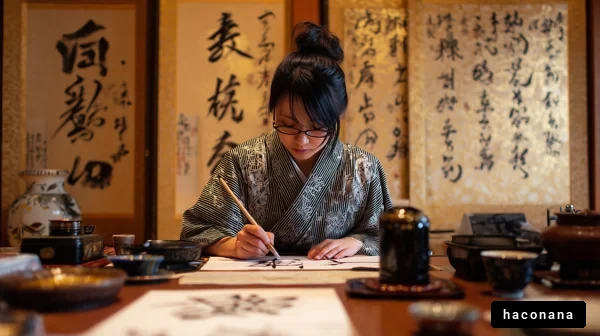 書道を楽しむ女性