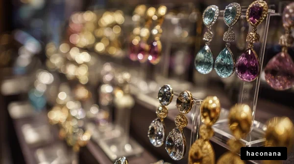 美しいジュエリーの展示