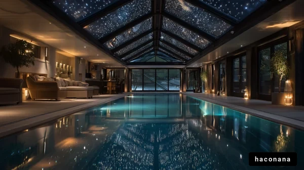 星空の下のプールエリア