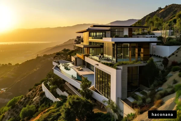 美しい夕暮れの豪邸