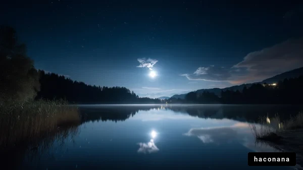 静寂な湖畔の夜景