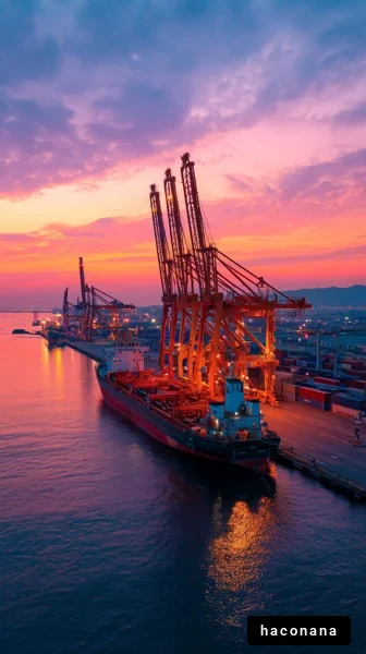 夕暮れの港の風景