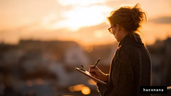 夕日を背にした女性の創造