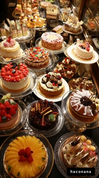 色とりどりのケーキの盛り合わせ