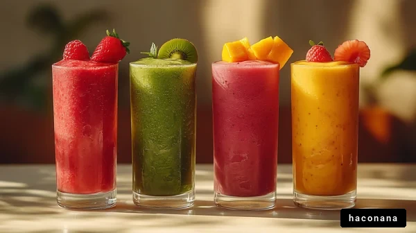 カラフルなスムージーの盛り合わせ