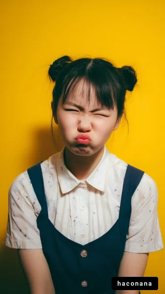 ユニークな表情の女性