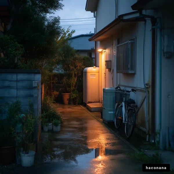 静かな夕暮れの裏道