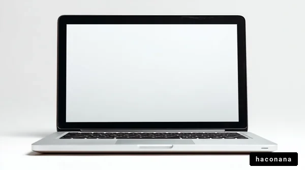空の画面を持つノートパソコン