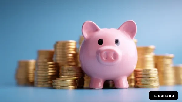 豚の貯金箱とコイン