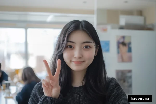 カフェでの笑顔の女性