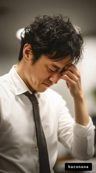 仕事のストレスを感じる男性