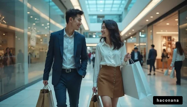 ショッピングデートの幸せな瞬間