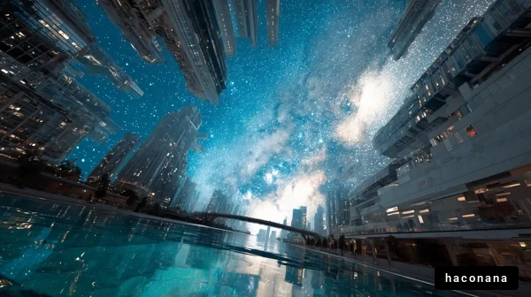 未来的な都市の星空