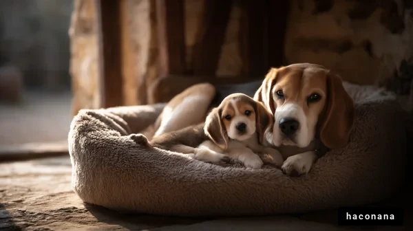 親子犬のくつろぎシーン