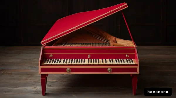 美しい赤いチェンバロ