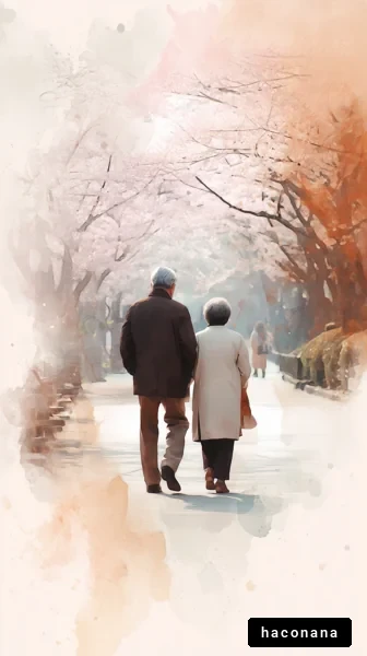 桜と共に歩む老夫婦