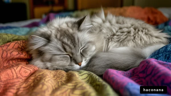 毛布で眠るかわいい猫