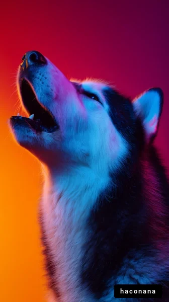 色鮮やかな吠える犬