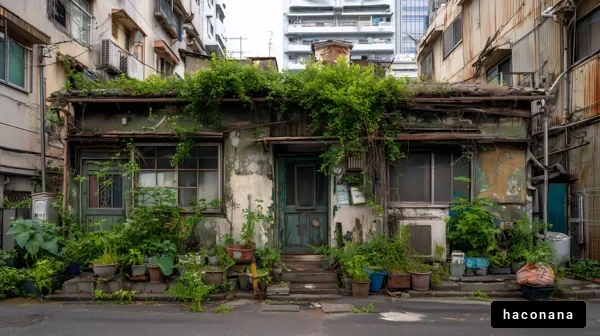 廃墟に覆われた家