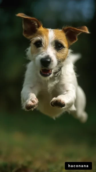 空を飛ぶ犬の瞬間