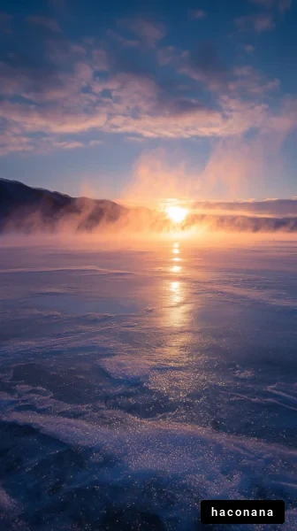 美しい氷の朝日