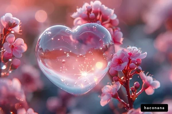 桜の中のハートの気泡
