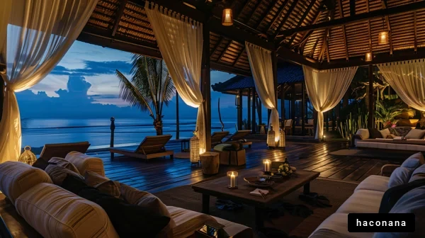 夜のビーチハウスの空間