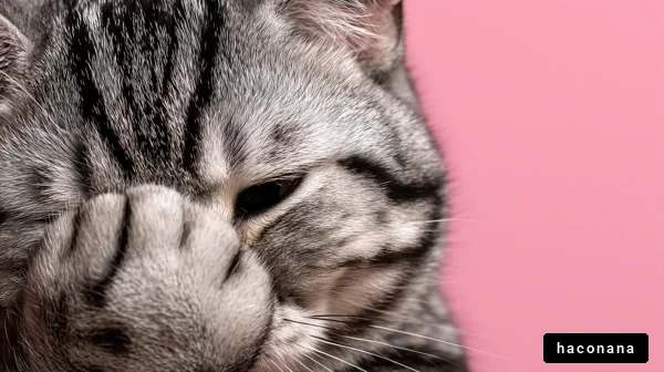 猫が顔を隠す姿