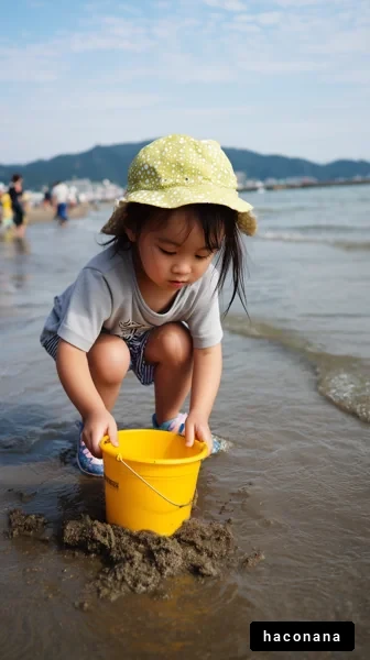 海辺で遊ぶ子供の姿