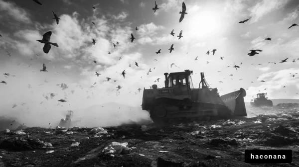 ごみ処理場での作業風景