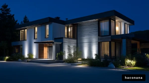 現代的な住宅の夜景