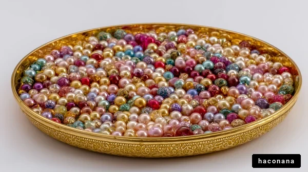 カラフルなビーズの皿