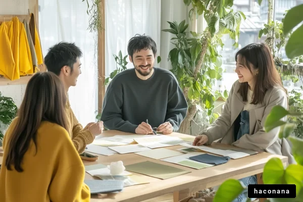 明るい会議室での打ち合わせ