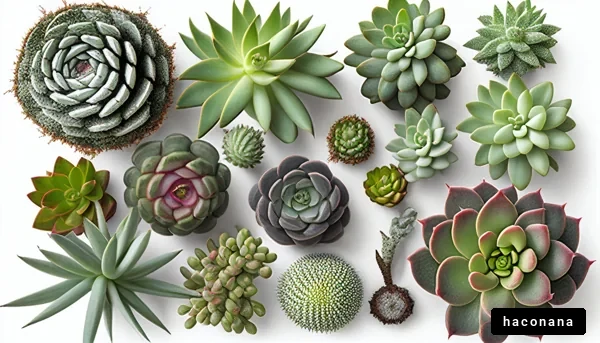 多様なサボテンと多肉植物