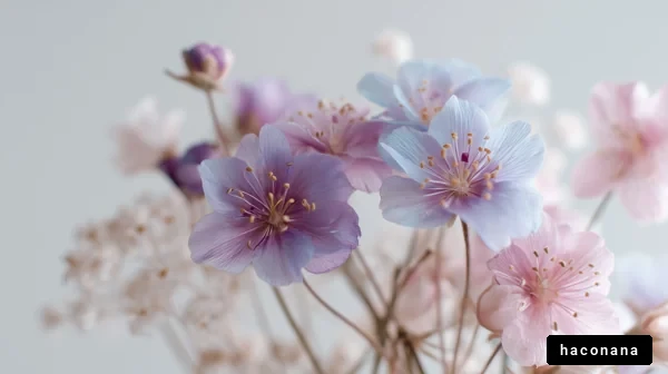 やさしい色合いの花々